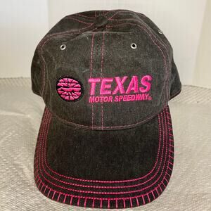 Texas Motor Speedway Baseball Cap Strapback Hat Dk Grey Casual Wear Pink Logo